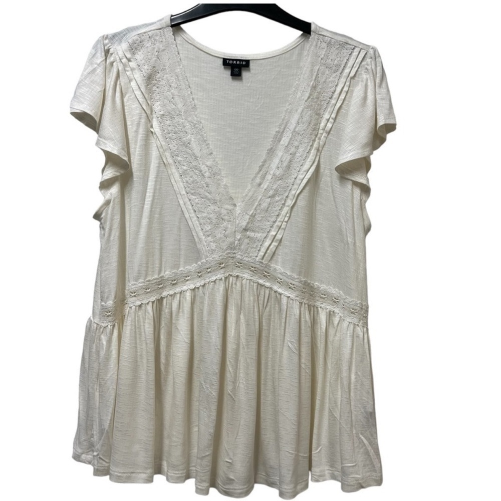 Super Soft V-Neck Ruffle Tee - Picture 5 of 5